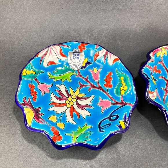 Vtg Emaux de Longwy Ceramic Pottery Blue Enameled Cloisonne Bowl France 30s - Picture 7 of 16